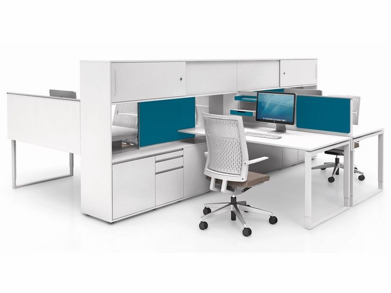 Mobilier de Bureau collection CUBE_S par BENE - Mobilier de bureau avec panneaux bleusu