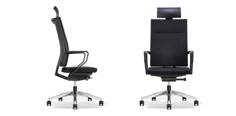 Siège de travail ergonomique à roulettes, en cuir ou tissu avec têtière  à Vitrolles